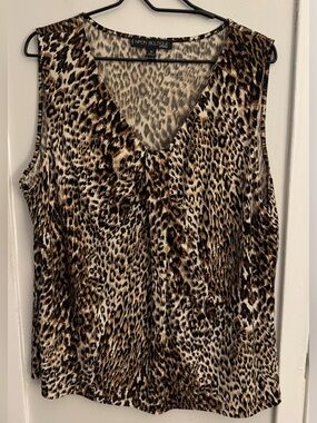 Nipon Boutique Leopard Print Tank Blouse 1X Women’s Plus Size